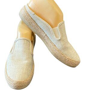Espirit Neema Espadrille Slip On Mules Sz 6.5 Beige Canvas Linen-Look #36S